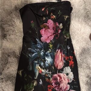 Black and Pink house of widow floral mini dress XS Dolls Kill